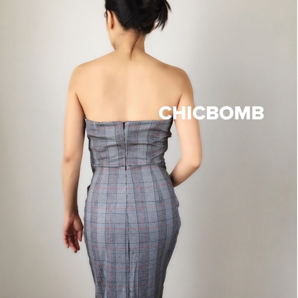 NORDSTROM MAD FOR PLAID Strapless midi dress - Picture 4 of 8